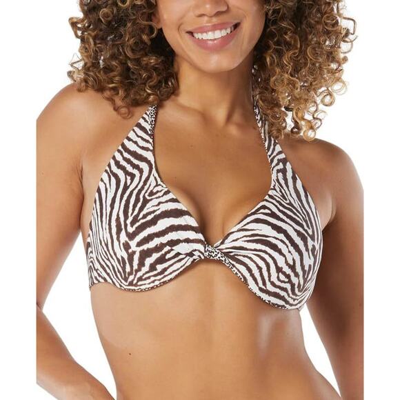 Coco Reef Women's Halter Swim Bikini Top Native Zebra Size 36-38D 14479 - Picture 3 of 6